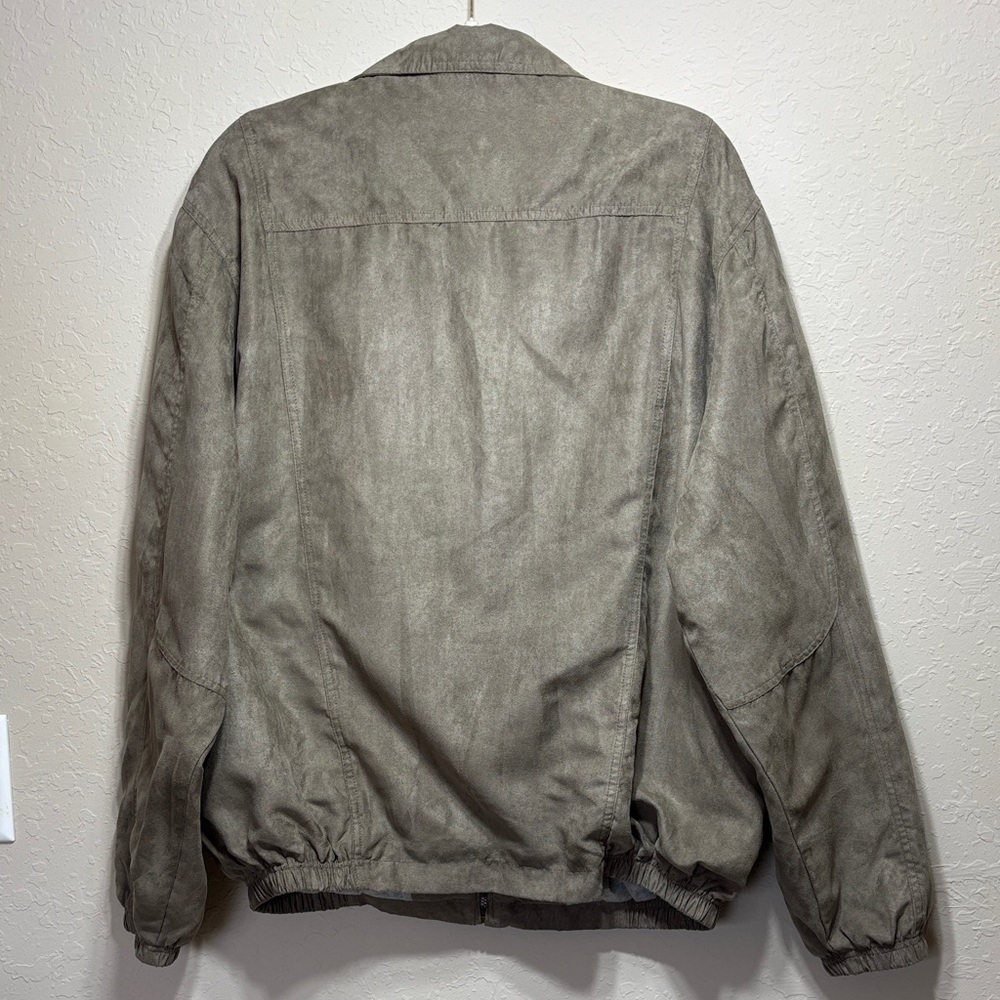 Vintage 90s Norm Thompson Faux Suede Bomber Jacket - Taupe - Size XL - Picture 4 of 11